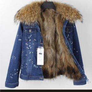 NBW Women's fur lined denim jacket